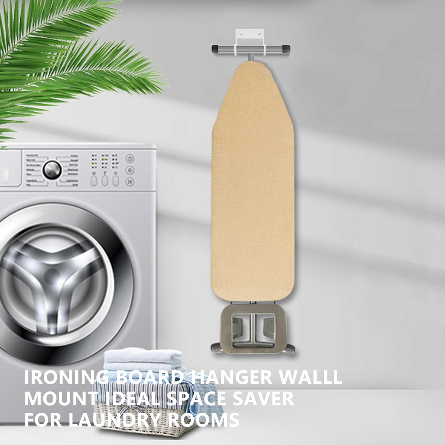 BiJun Ironing Board Holder Wall Mount Hook 5in White Laundry Room