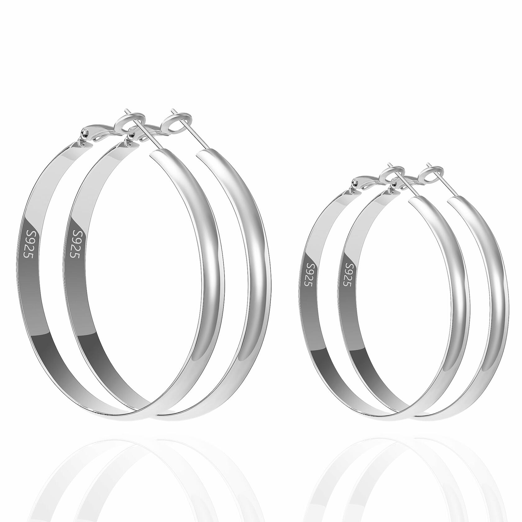 fcaylo 925 Sterling Silver Gold Hoop Earrings Lightweight Hypoallergenic 40mm