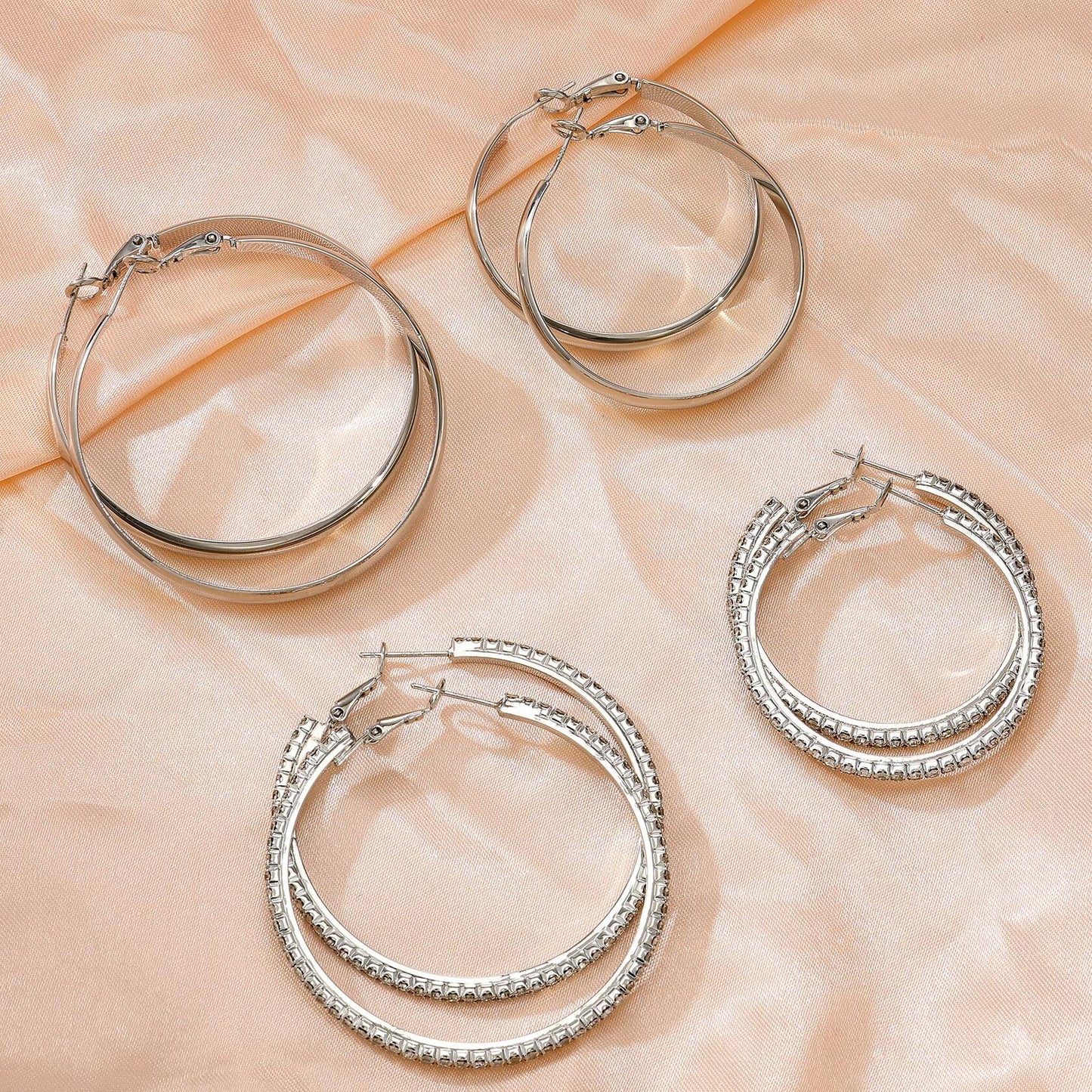 fcaylo 925 Sterling Silver Gold Hoop Earrings Lightweight Hypoallergenic 40mm