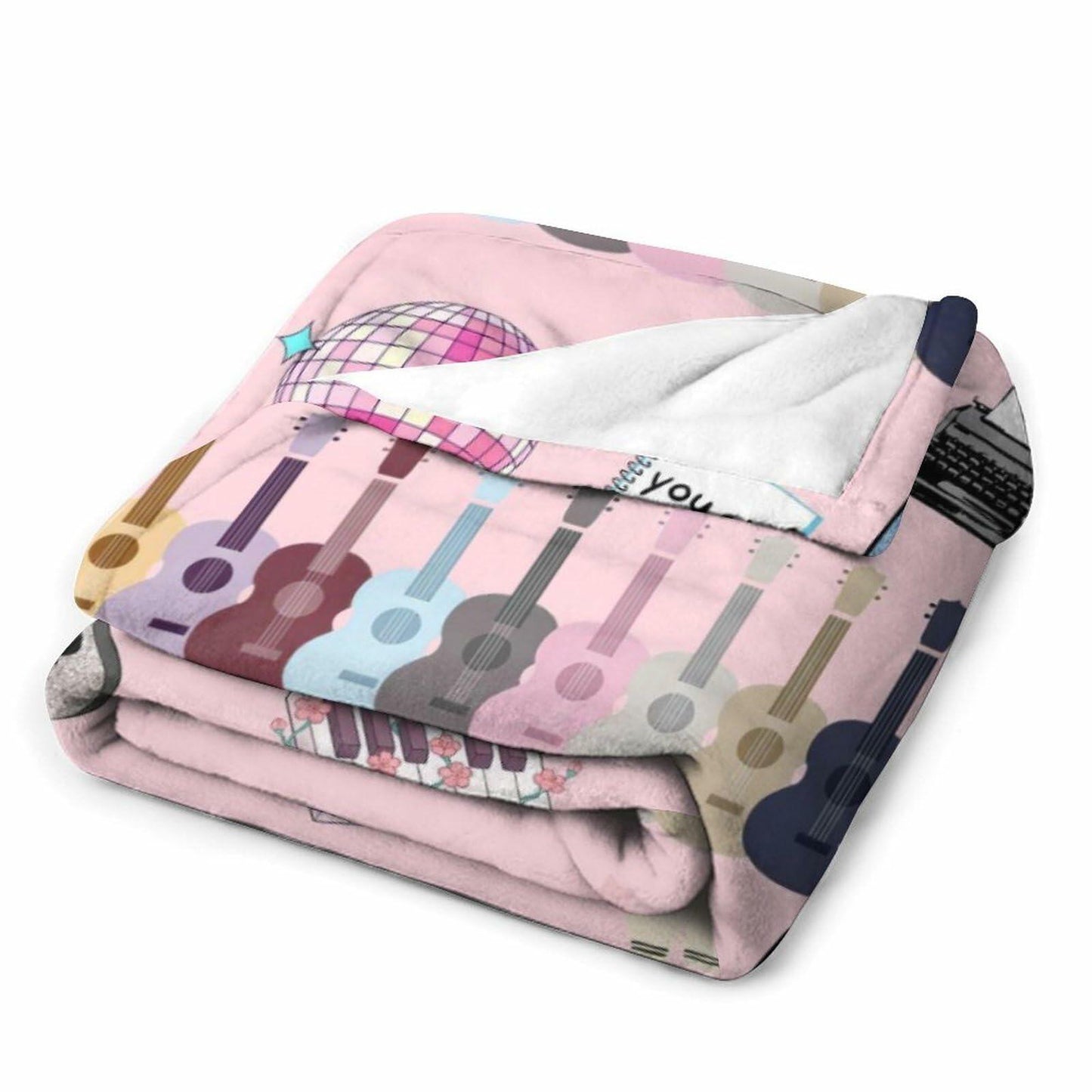Levionys Music Fans Print Fleece Blanket Pink Purple 50x60 Flannel
