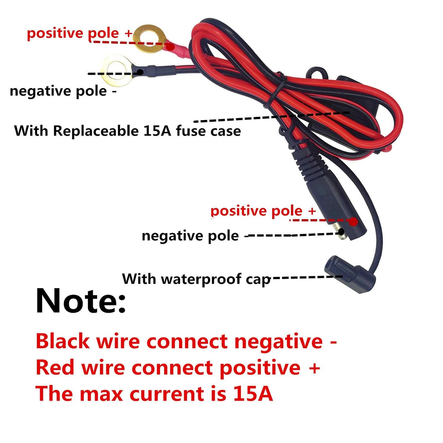 LECODO 3 Pack SAE to O Ring Terminal Cable 2FT Battery Charger Adapter