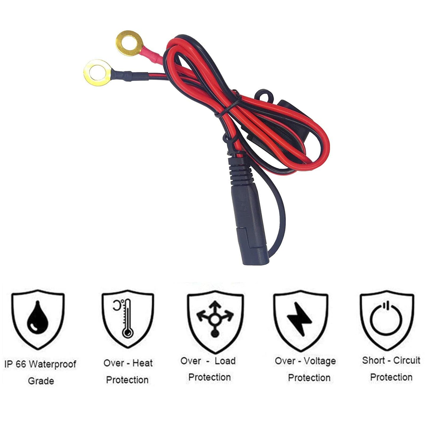 LECODO 3 Pack SAE to O Ring Terminal Cable 2FT Battery Charger Adapter