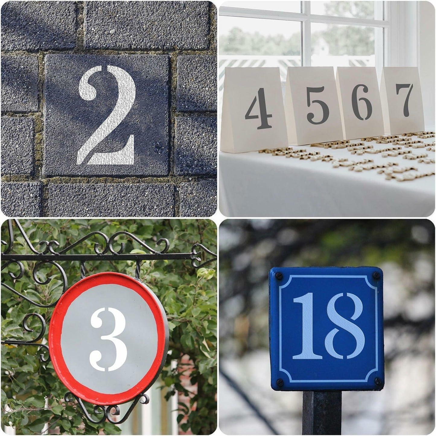 Duozea 4 Inch Number Stencils Set Plastic Reusable Templates for Painting