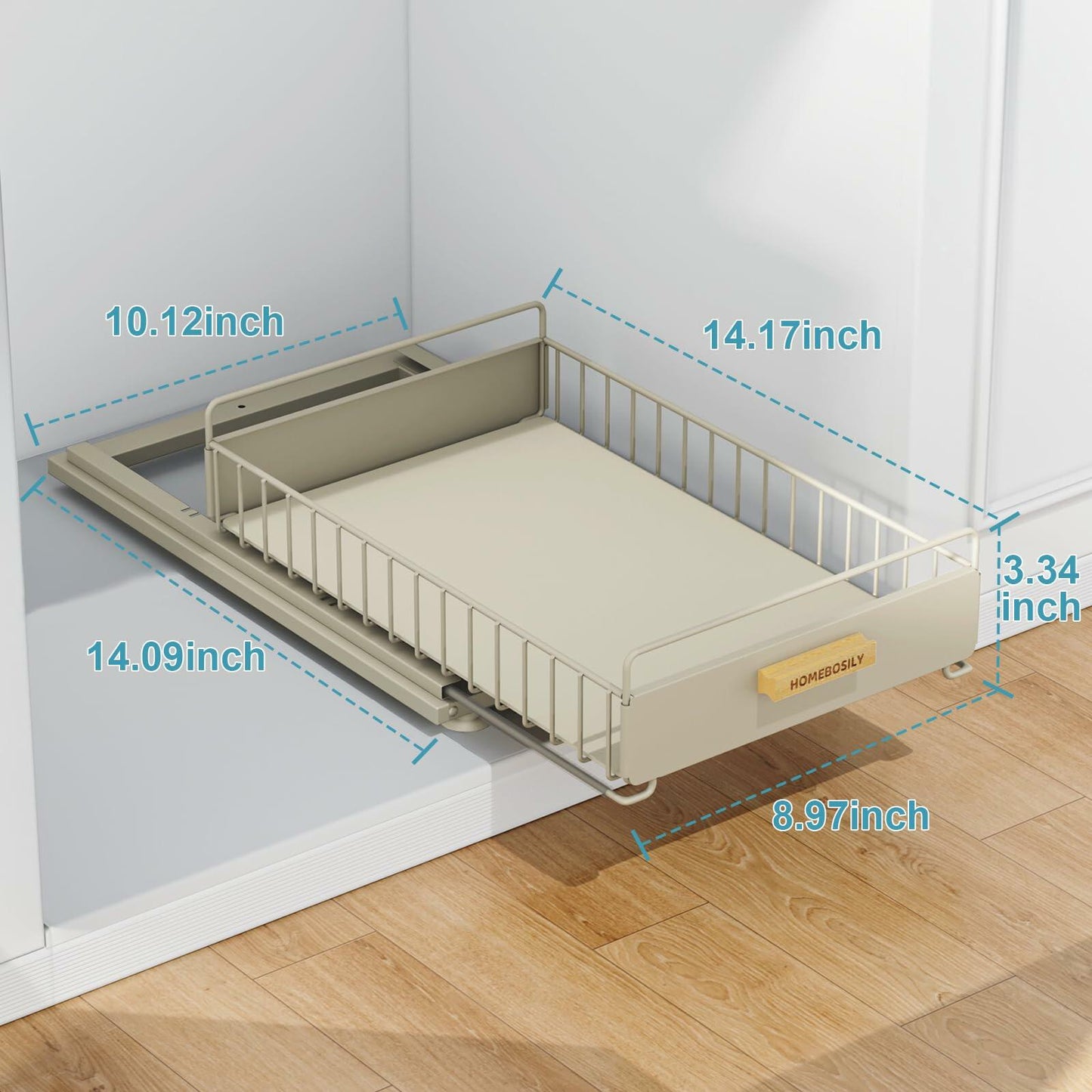 HOMEBOSILY Under Sink Organizer Cabinet Storage Shelf Sliding Drawer Gray