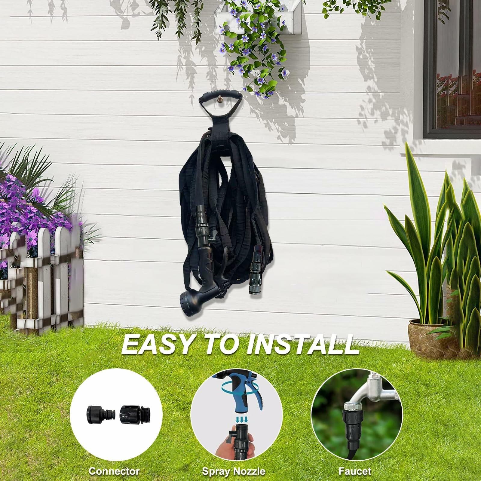 JoyfulJungle Garden Hose 3/4 No-Kink Crush-Proof Flexible Black 100FT