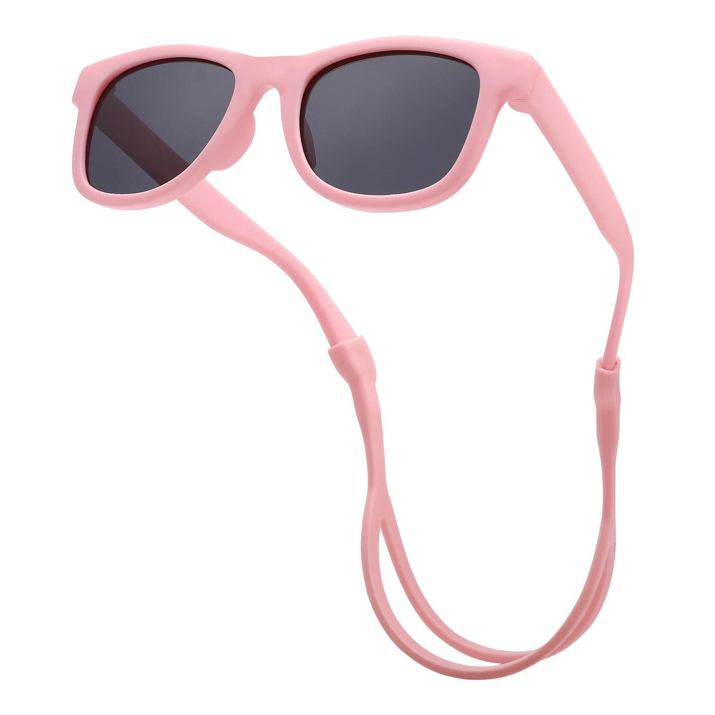 COASION Baby Sunglasses Polarized Flexible Strap Infant 0-12M Pink Grey