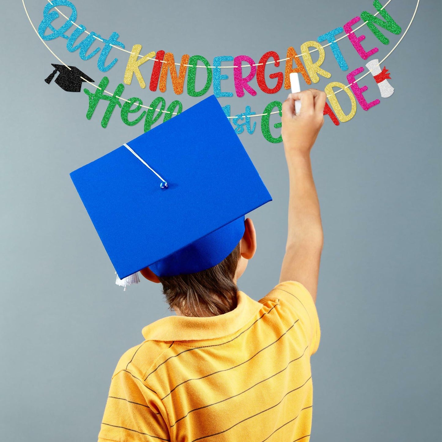 Firefairy Kindergarten Graduation Banner Pre-strung Colorful Glitter Cardstock