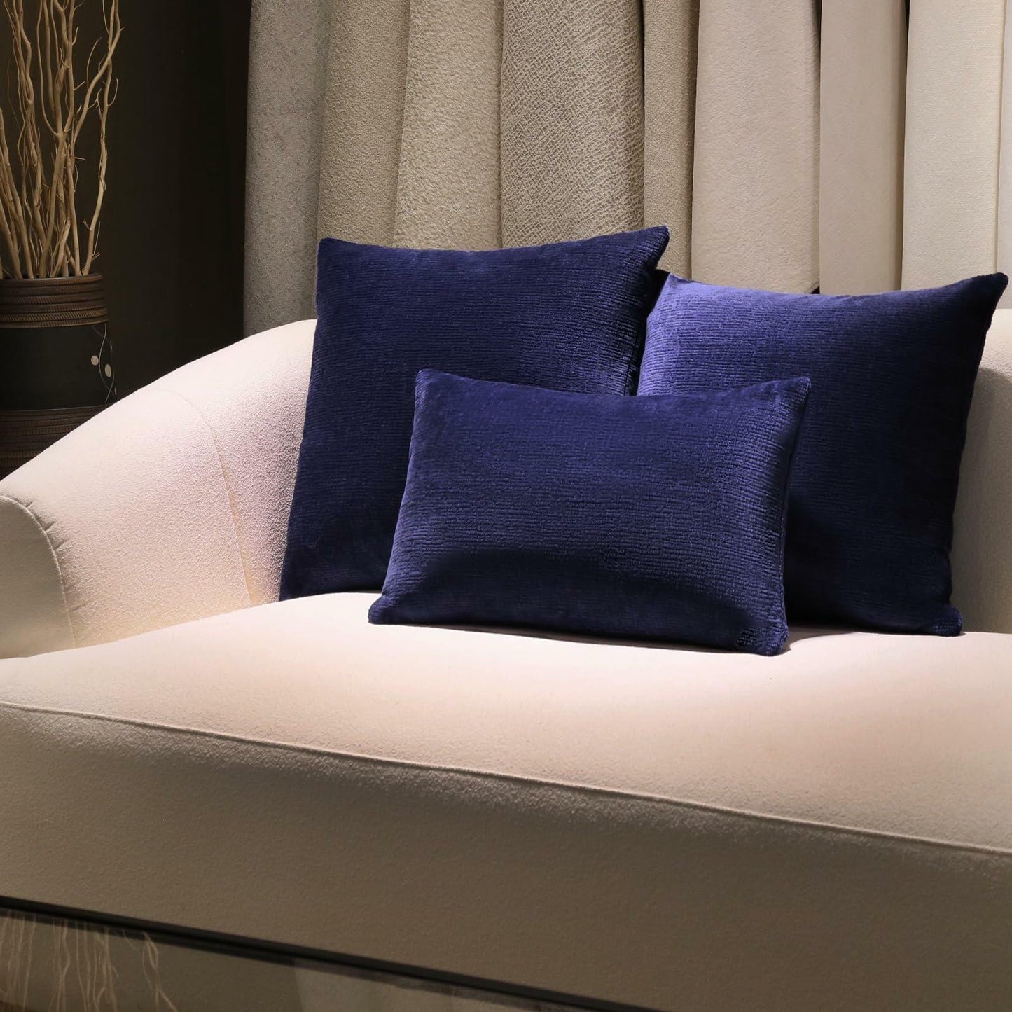 LeFadrie Chenille Pillow Covers Pack of 2 18x18 Midnight Sail Fade-Resistant