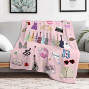 Levionys Music Fans Print Fleece Blanket Pink Purple 50x60 Flannel