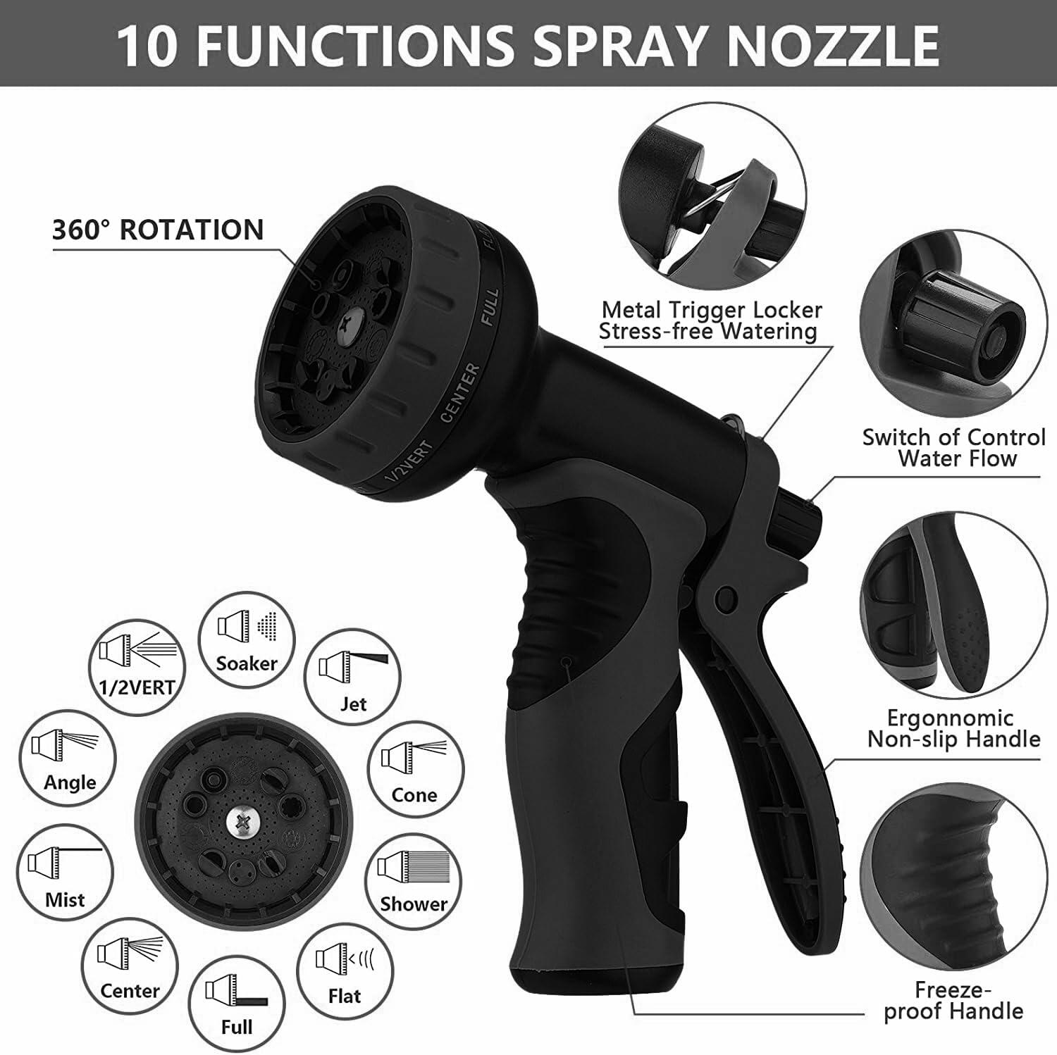 JoyfulJungle Garden Hose 3/4 No-Kink Crush-Proof Flexible Black 100FT