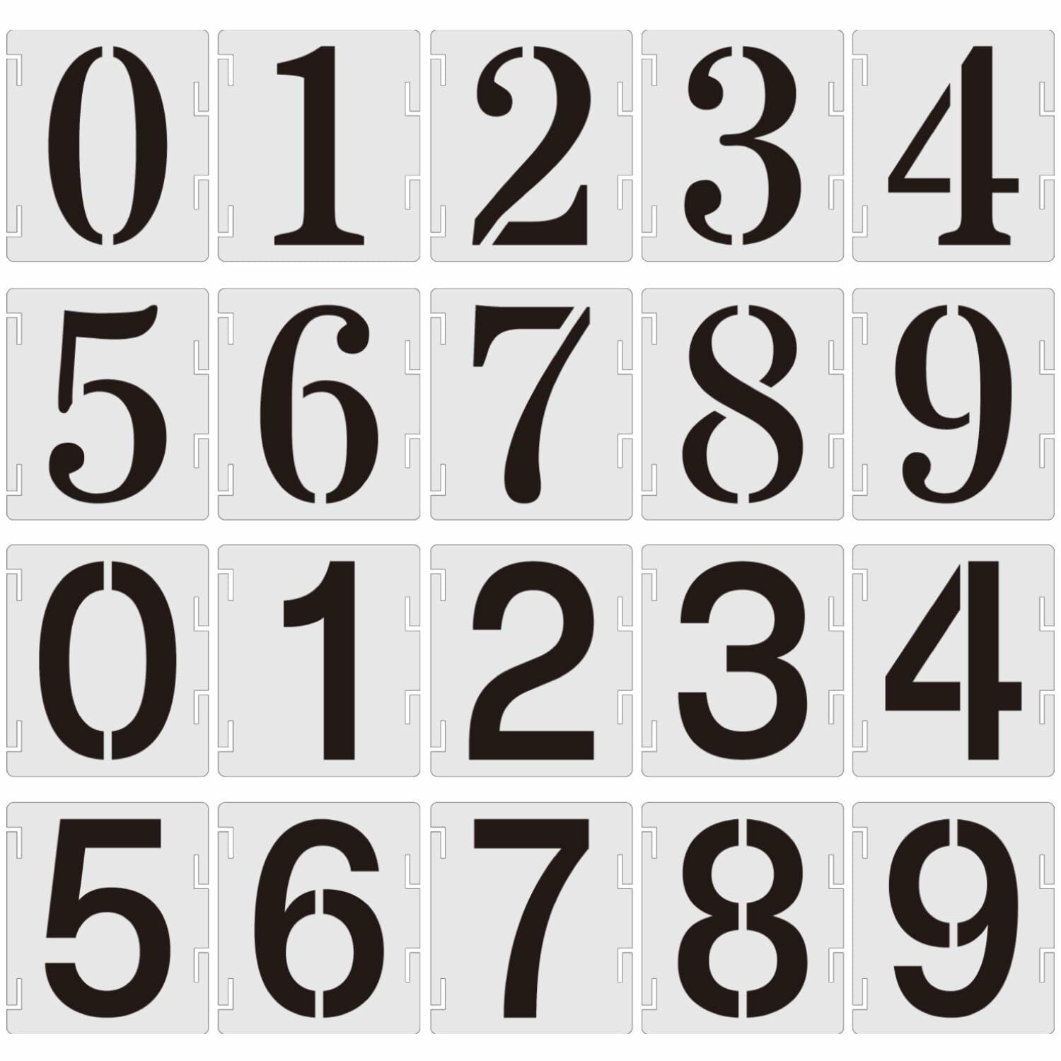 Duozea 4 Inch Number Stencils Set Plastic Reusable Templates for Paint ...