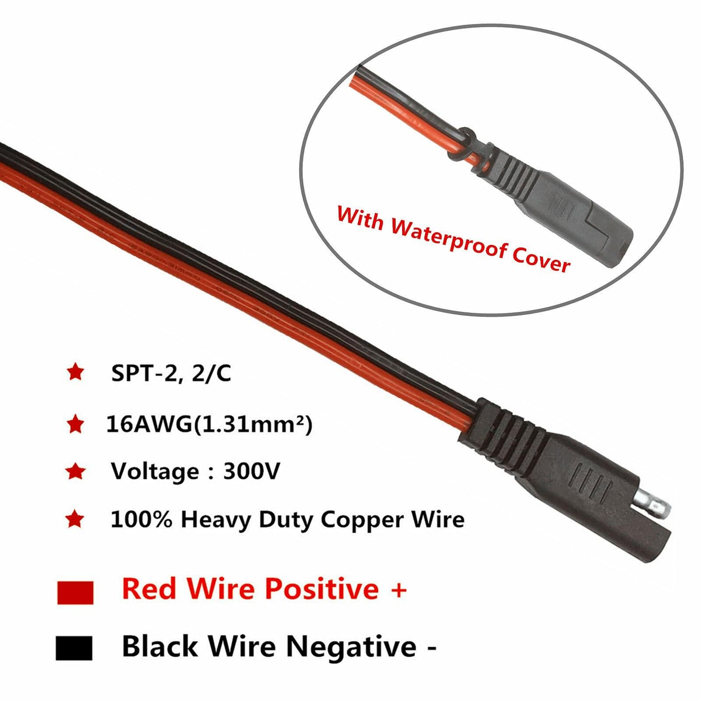 LECODO 3 Pack SAE to O Ring Terminal Cable 2FT Battery Charger Adapter