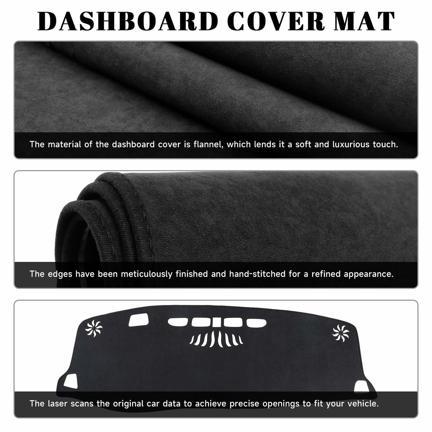 PeakPurit Black Dash Board Cover Mat Flannel for Chevy Blazer RS 2019-2026