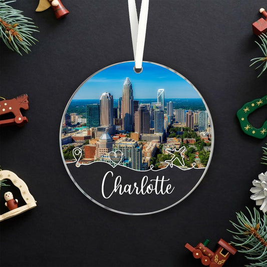 Lerime66 Charlotte City Travel Souvenir Christmas Ornament Acrylic 3.54in