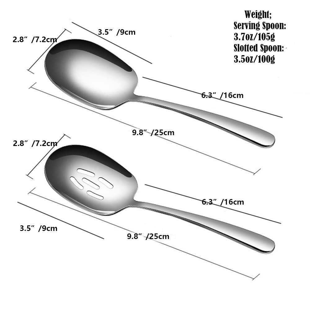 SIAIQIANG 18/8 Stainless Steel Serving Spoons Set 9.8in Silver 2pc