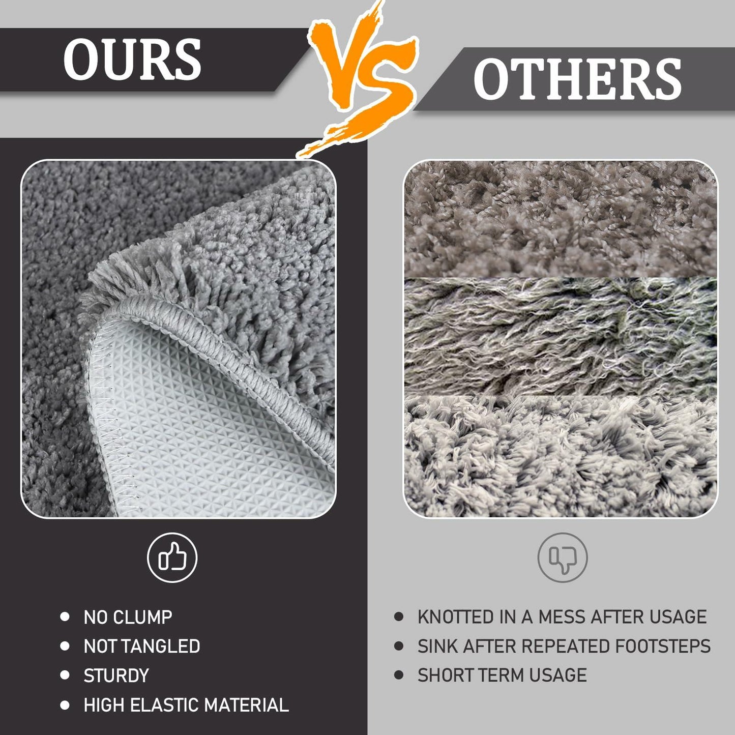 PROOVEELLY Gray White Microfiber Bathroom Rug Mat 23.6x16.9 Soft Absorbent