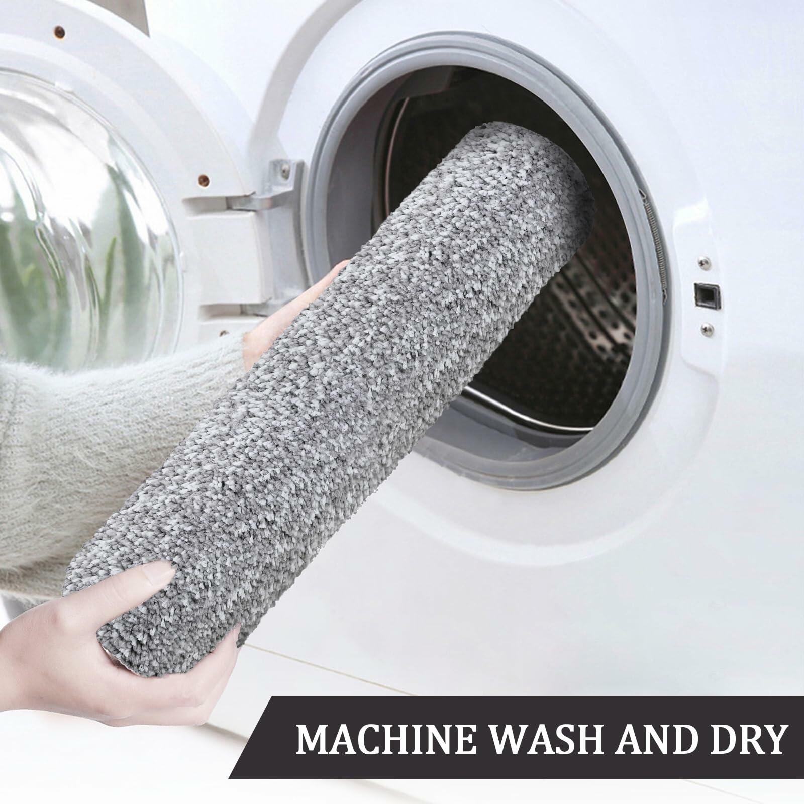 PROOVEELLY Gray White Microfiber Bathroom Rug Mat 23.6x16.9 Soft Absorbent