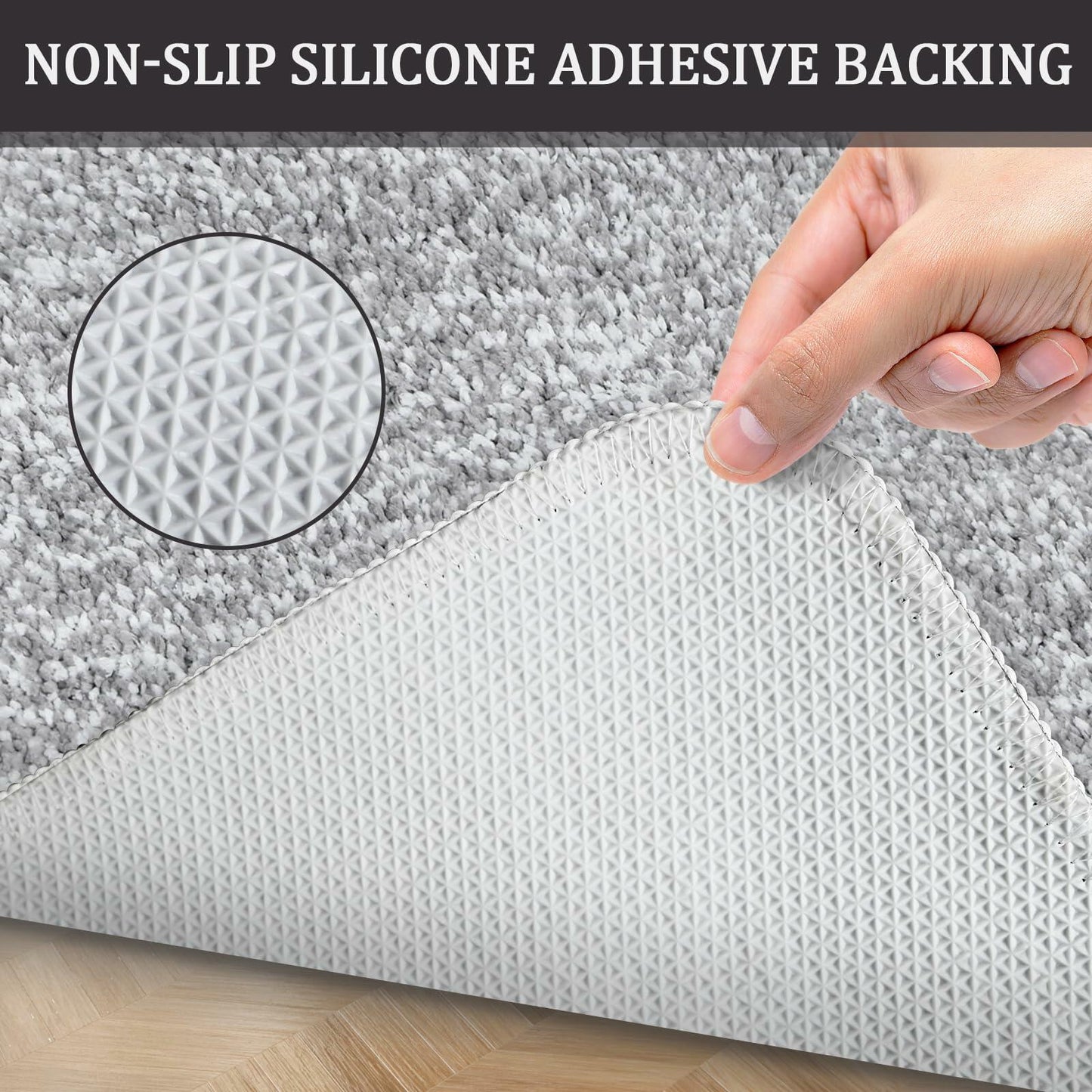 PROOVEELLY Gray White Microfiber Bathroom Rug Mat 23.6x16.9 Soft Absorbent