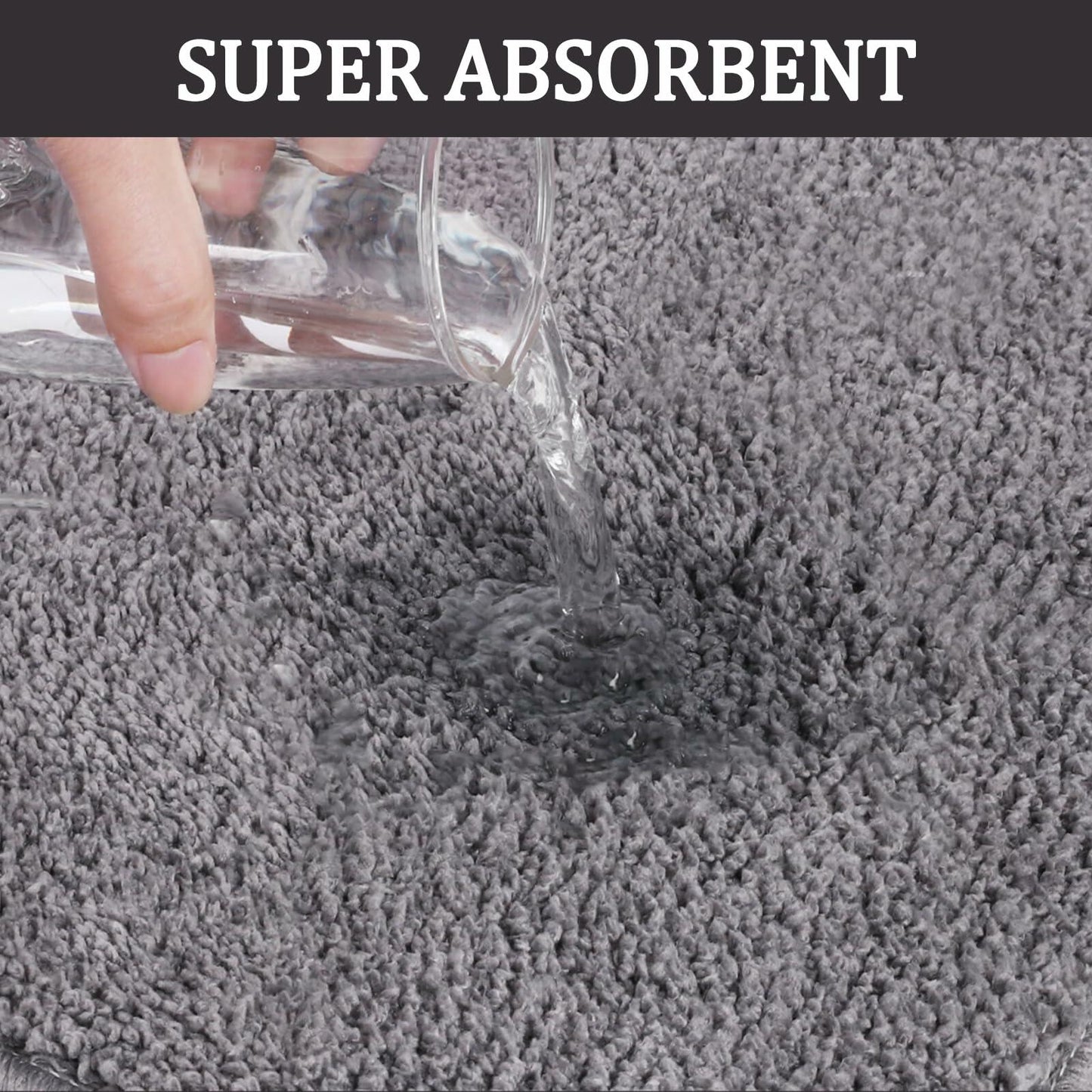 PROOVEELLY Gray White Microfiber Bathroom Rug Mat 23.6x16.9 Soft Absorbent