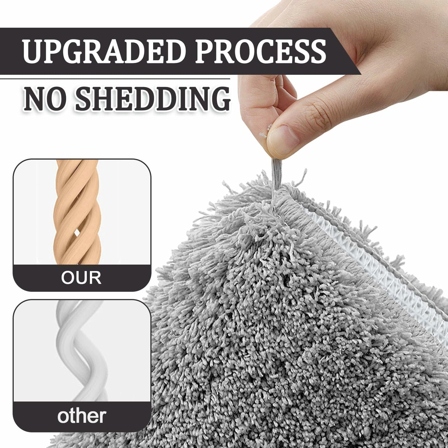 PROOVEELLY Gray White Microfiber Bathroom Rug Mat 23.6x16.9 Soft Absorbent