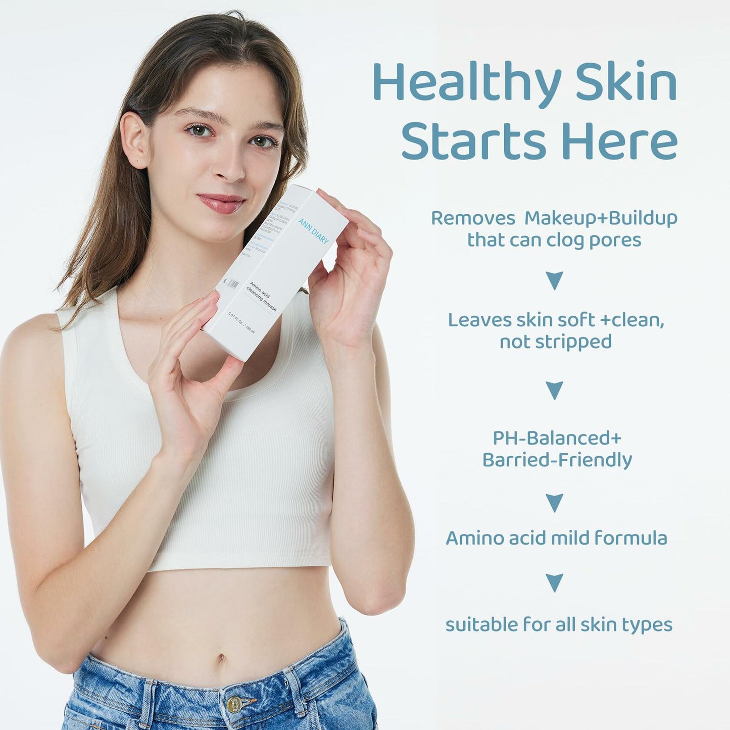 ANN DIARY Amino Acid Cleansing Mousse Hydrating Gentle Cleanser 150ML