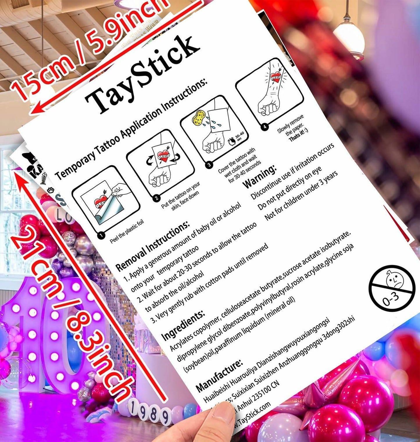 TS Music Album Temporary Tattoos 4 Sheets Birthday Party Favor Set