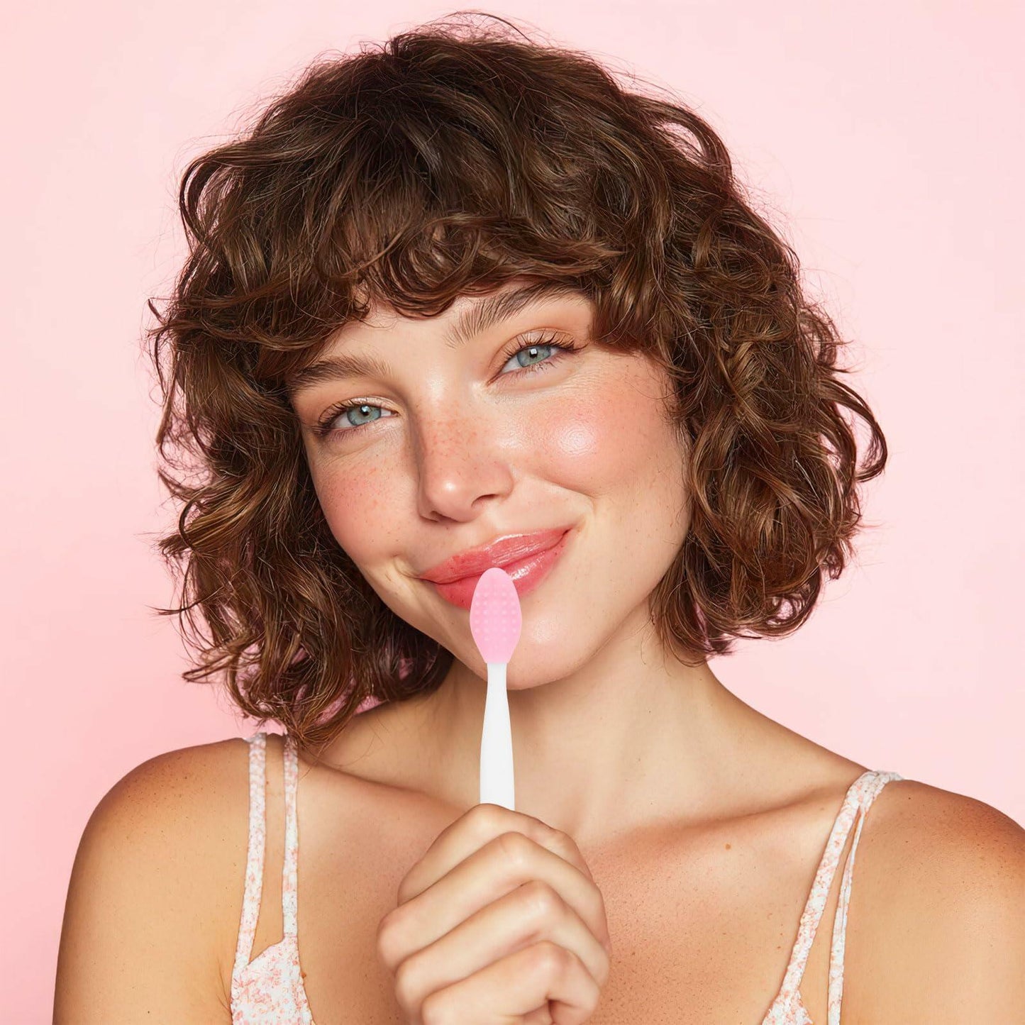 BEVTEE Lip Scrub Brush 10PCS Set Silicone Double-Sided Exfoliator Pink Mint