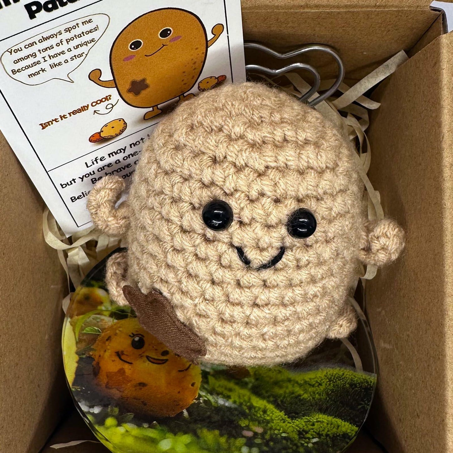 Mini Positive Potato Doll 3in Knit Plush with Card Cute Gift for Friends Family