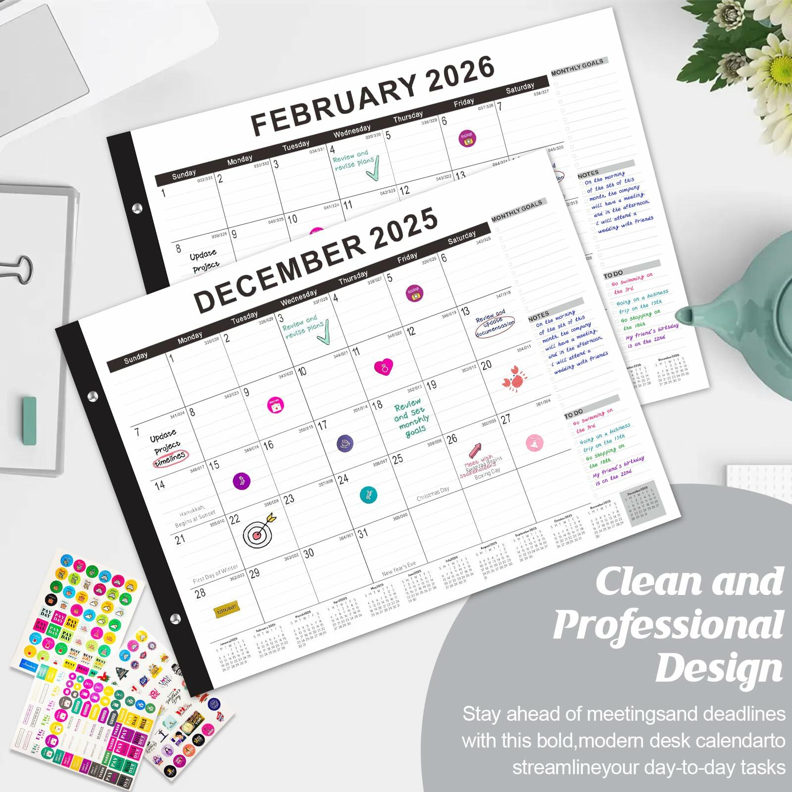 Gannyfer 2026 Desk Calendar 22x17 Large Monthly Planner with To-Do List