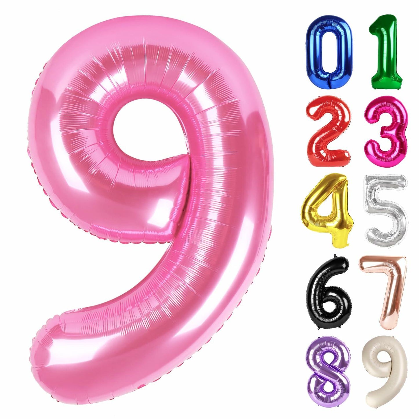 40in Pink Number 9 Balloon Large Foil Birthday Decoration for Men Women Kids