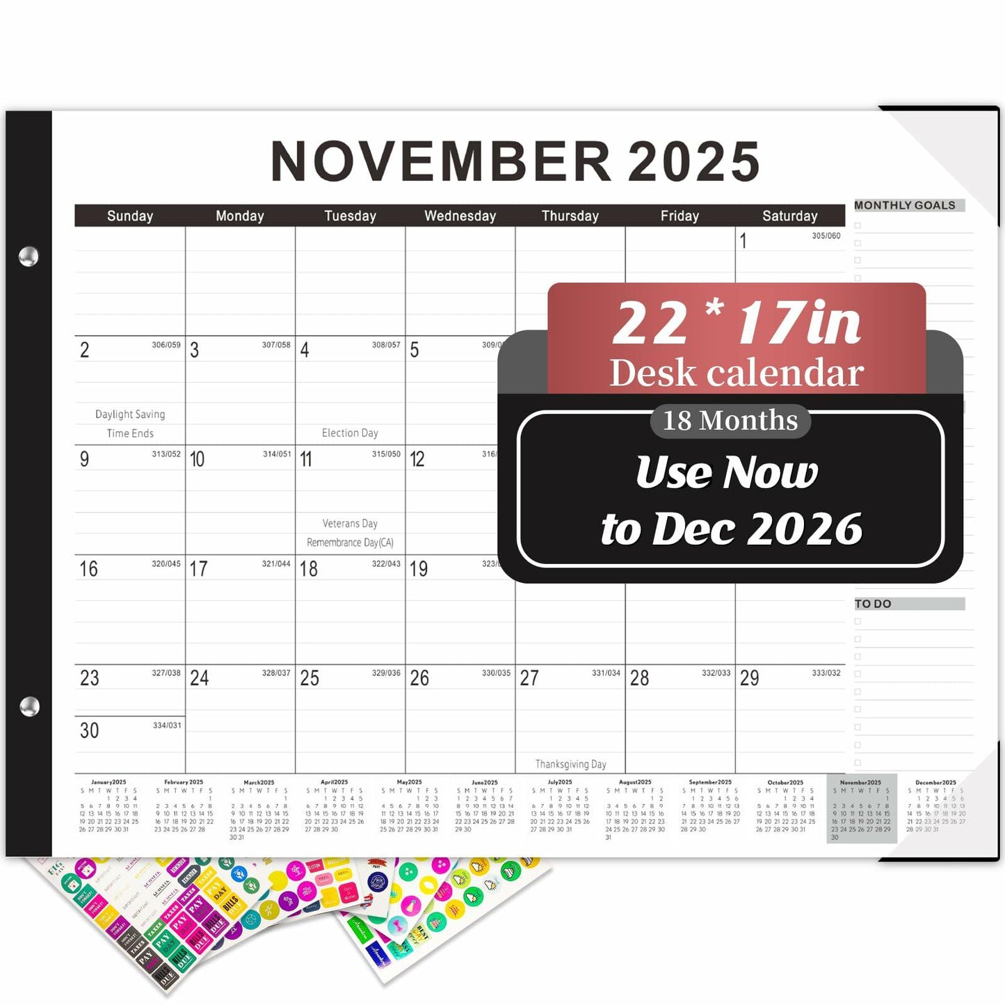 Gannyfer 2026 Desk Calendar 22x17 Large Monthly Planner with To-Do List