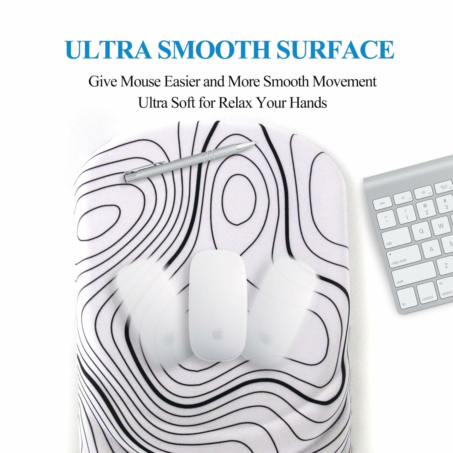 Viorichve Ergonomic Mouse Pad with Wrist Rest Support Non-Slip PU Base Black