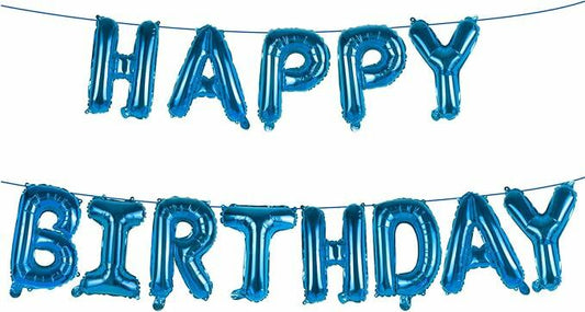LtytyJ Happy Birthday Balloons Banner 16 Inch Mylar Foil Letters Blue