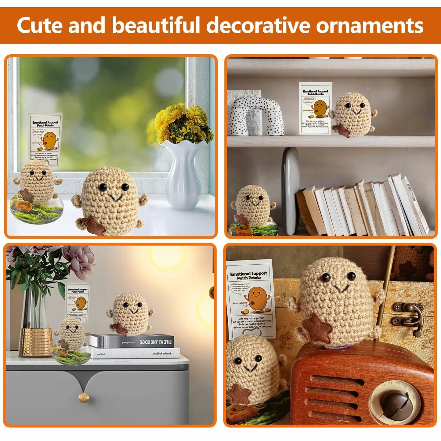 Mini Positive Potato Doll 3in Knit Plush with Card Cute Gift for Friends Family