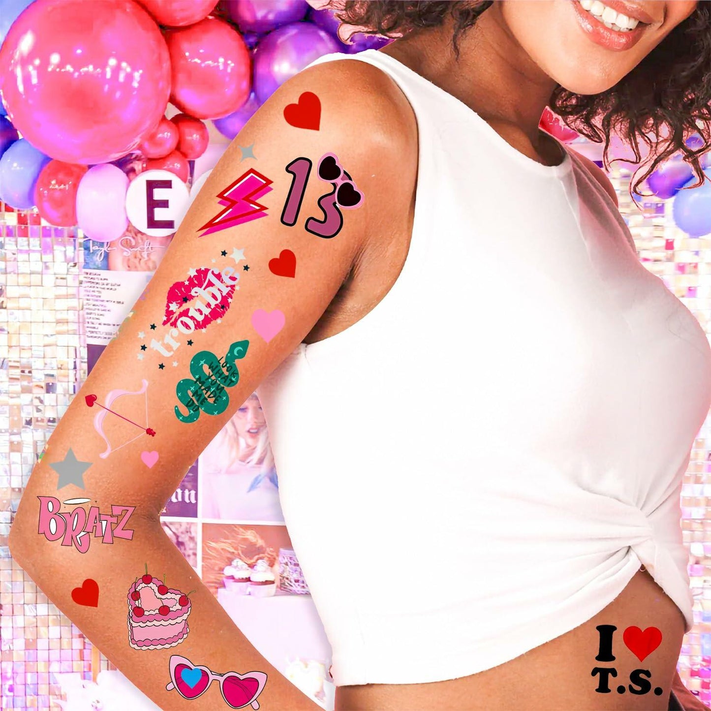 TS Music Album Temporary Tattoos 4 Sheets Birthday Party Favor Set