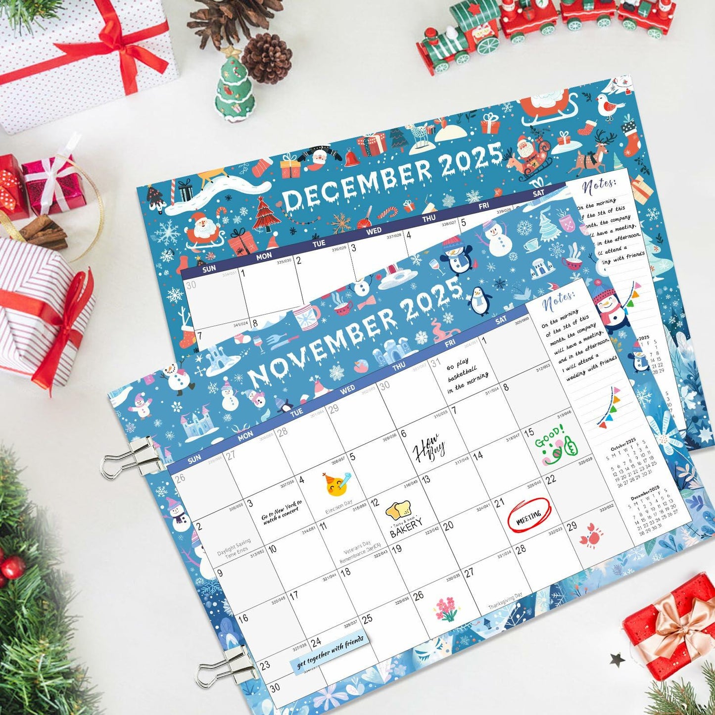 Gannyfer Large Desk Calendar 2025-2026 22x17 Planner with To-Do List Snow