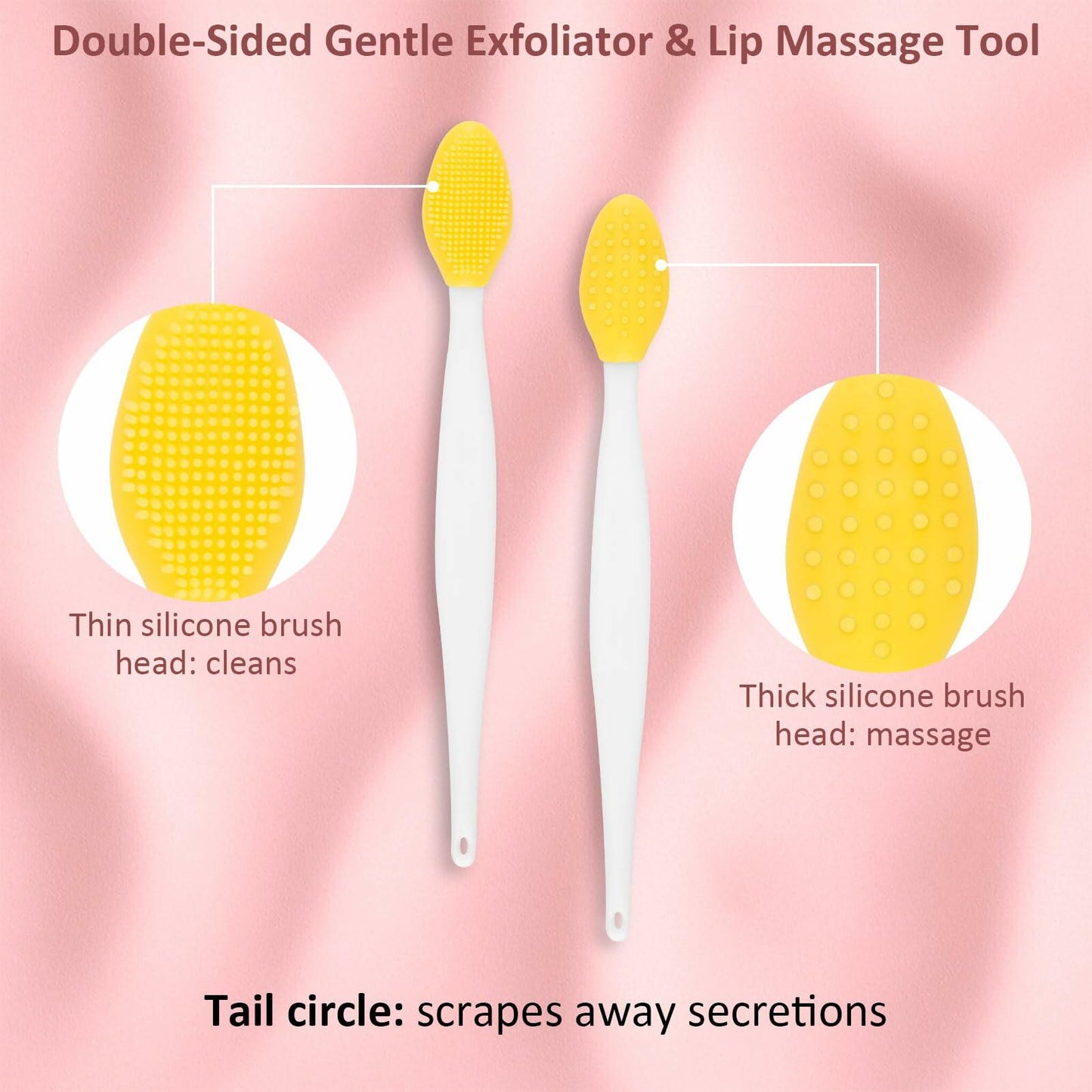 BEVTEE Lip Scrub Brush 10PCS Set Silicone Double-Sided Exfoliator Pink Mint