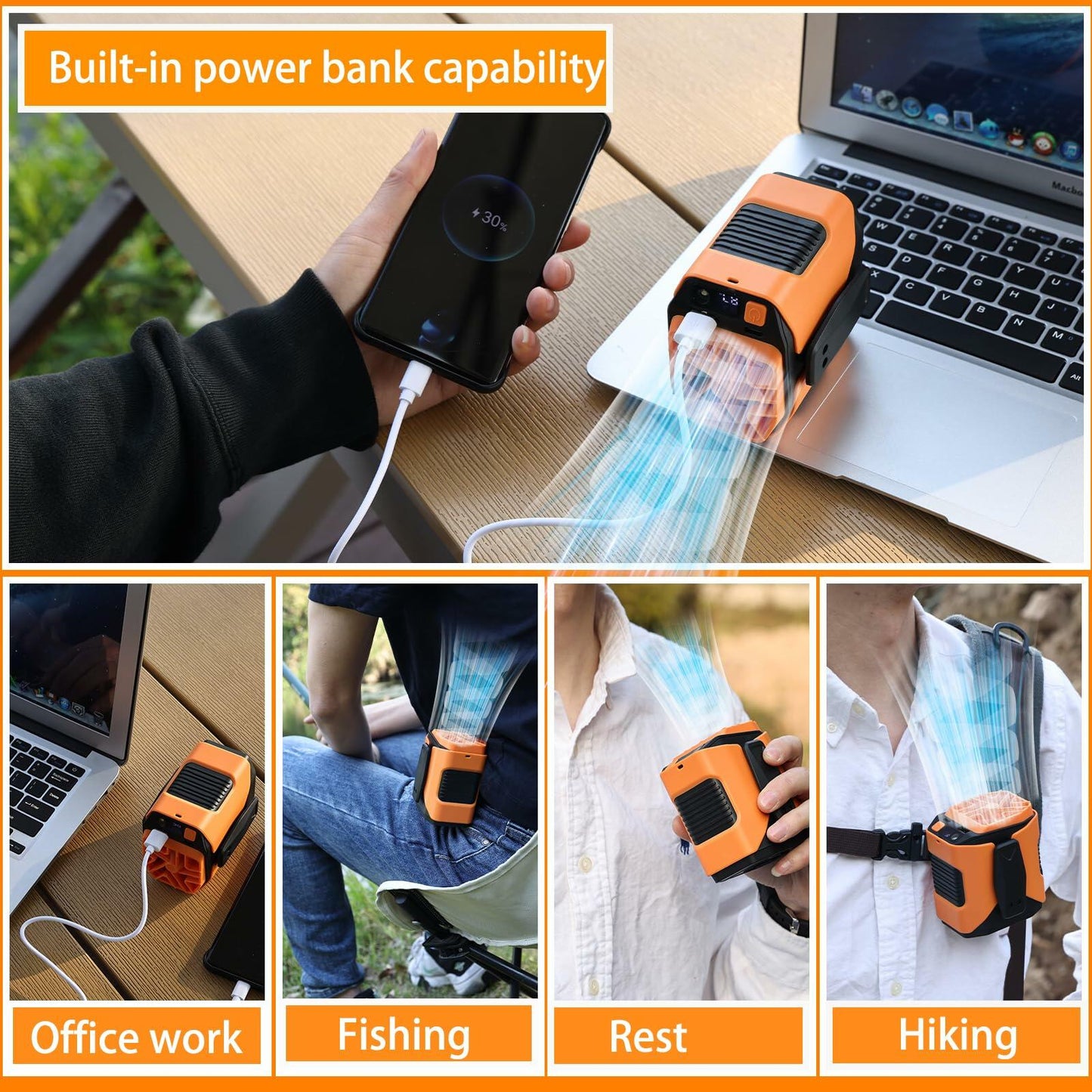 wz-ruijiang 2025 Upgrade Portable Waist Fan 13000 Speed Clip-On Black