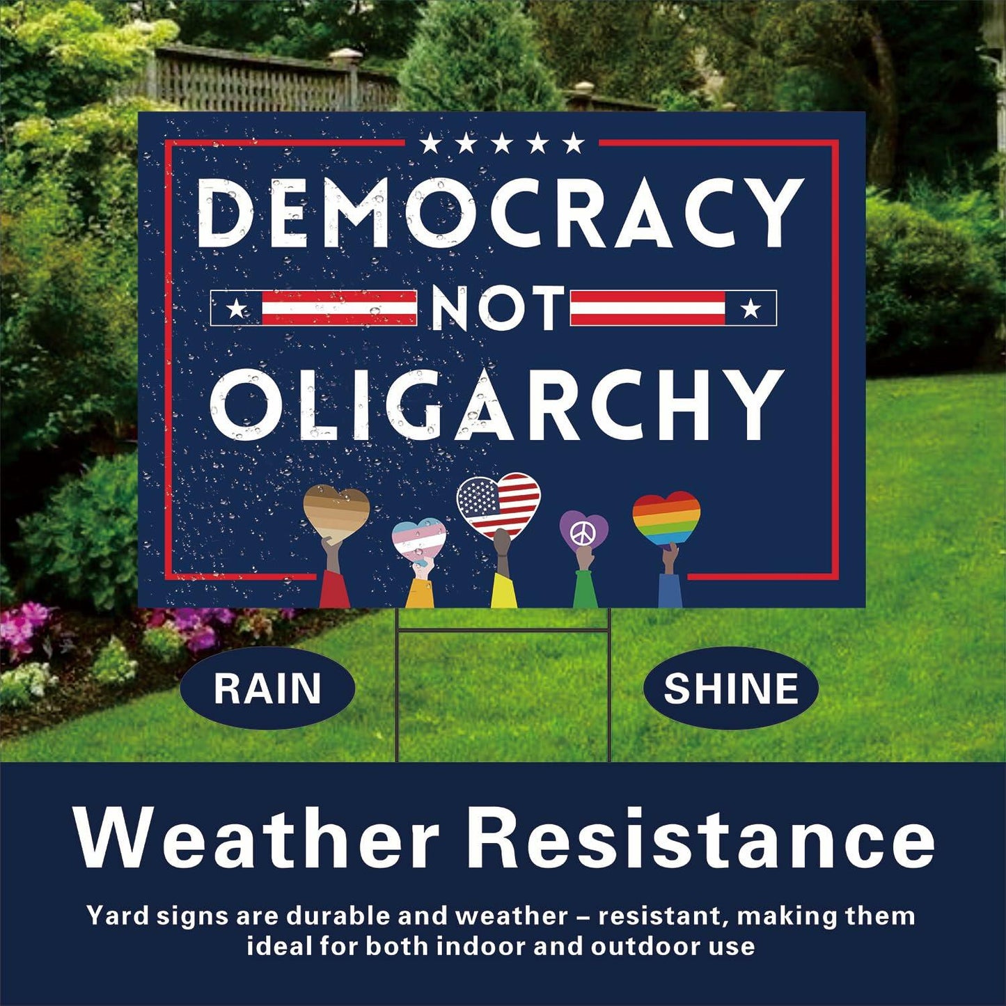 Lnyelxa Let's Go Taco Yard Sign Double Sided 18x12 Blue with Metal Stake