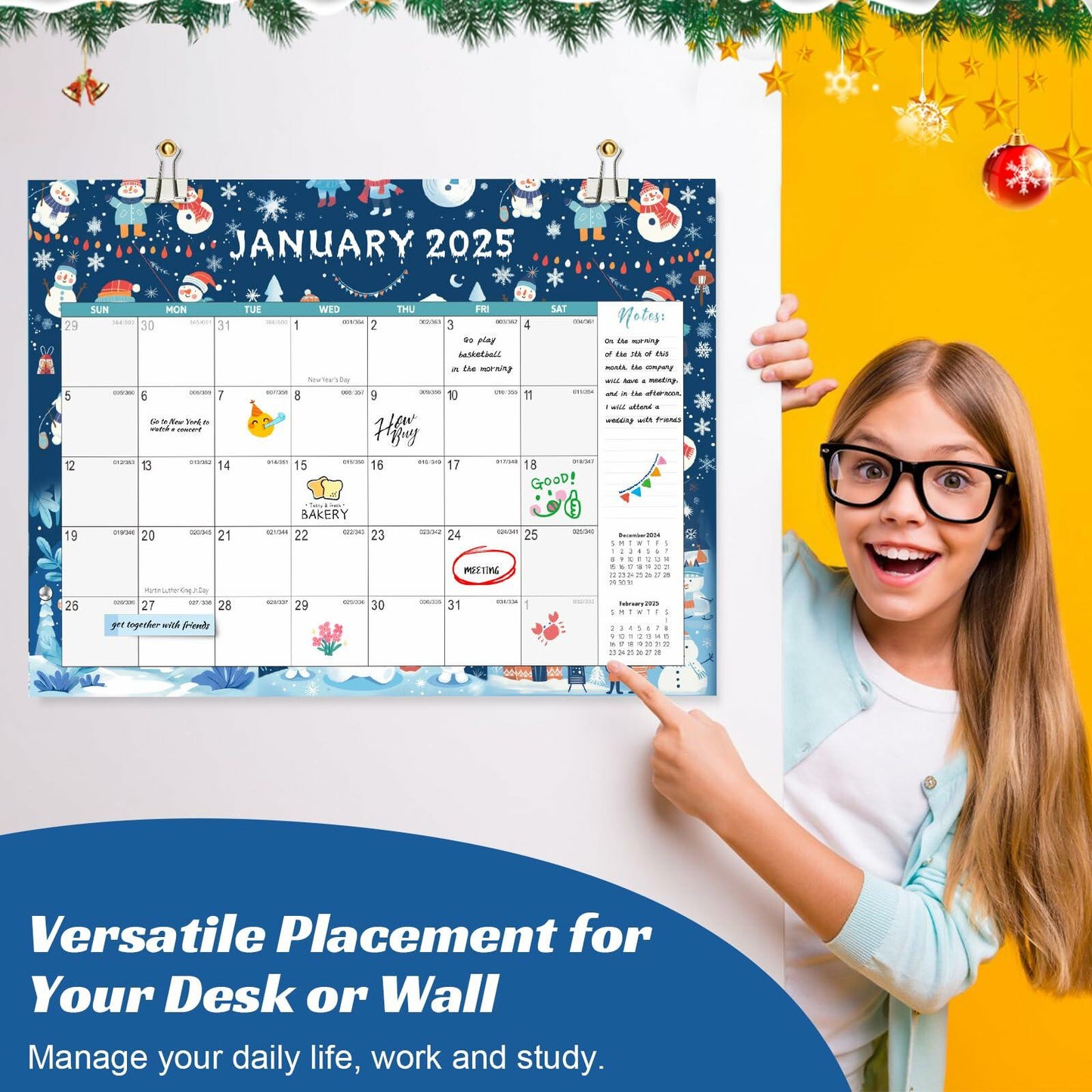 Gannyfer Large Desk Calendar 2025-2026 22x17 Planner with To-Do List Snow