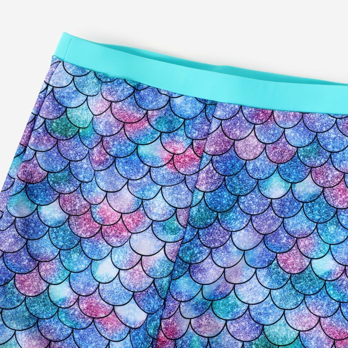 PATPAT Girls 2-Piece Tankini Swimsuit Set Bluegreen Fish Mermaid Size 8-9 Years