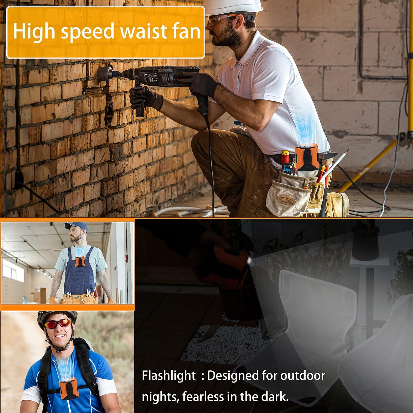 wz-ruijiang 2025 Upgrade Portable Waist Fan 13000 Speed Clip-On Black