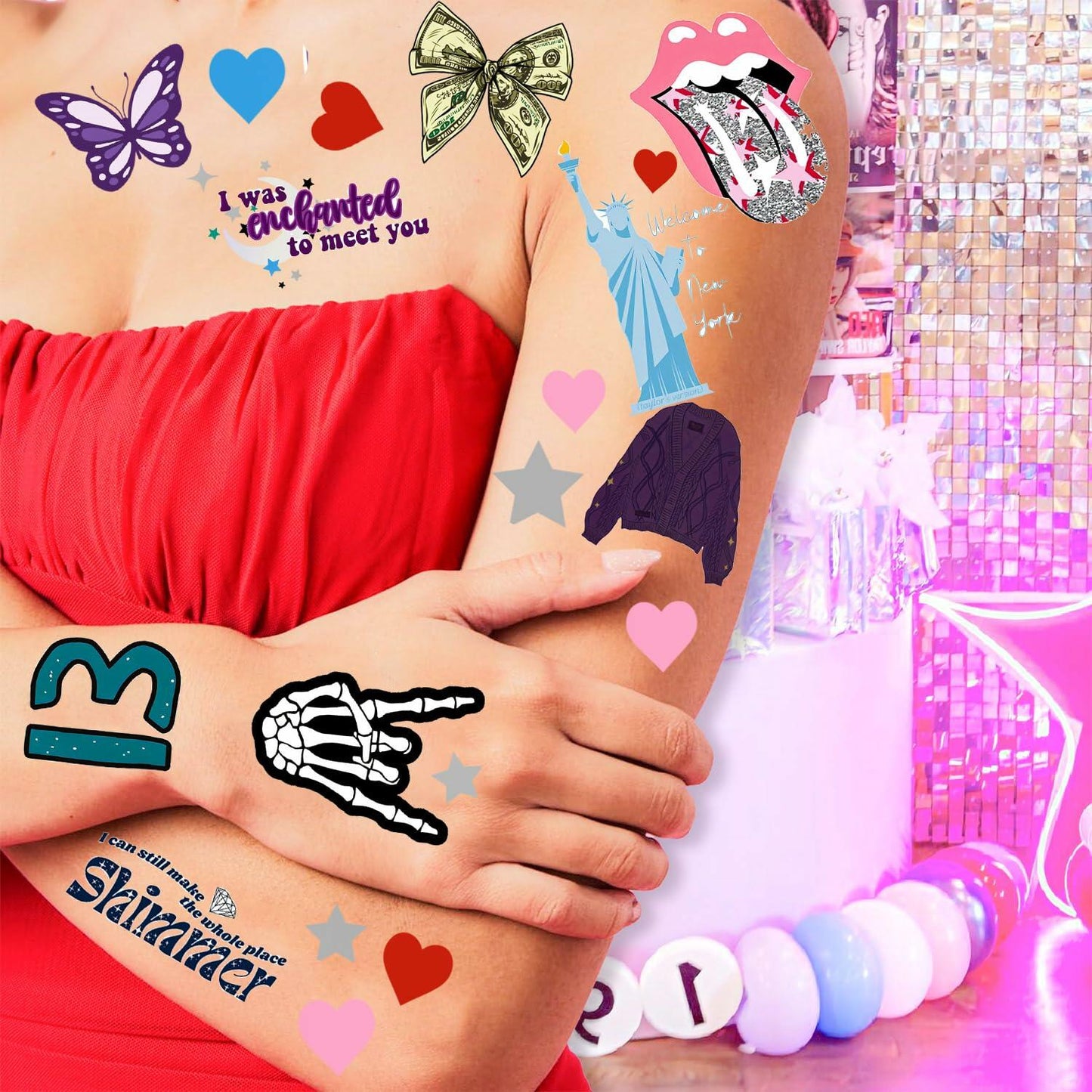 TS Music Album Temporary Tattoos 4 Sheets Birthday Party Favor Set