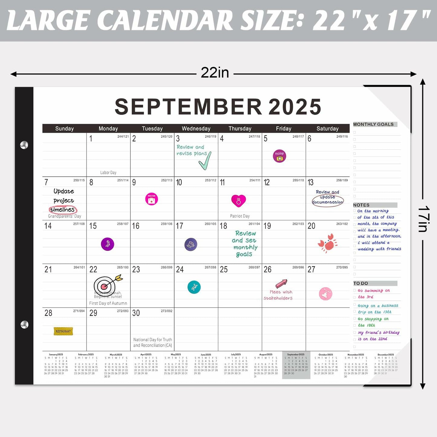 Gannyfer 2026 Desk Calendar 22x17 Large Monthly Planner with To-Do List
