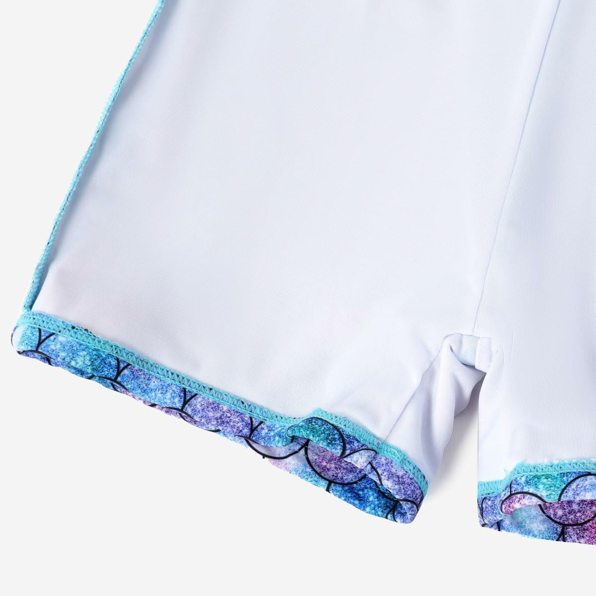 PATPAT Girls 2-Piece Tankini Swimsuit Set Bluegreen Fish Mermaid Size 8-9 Years