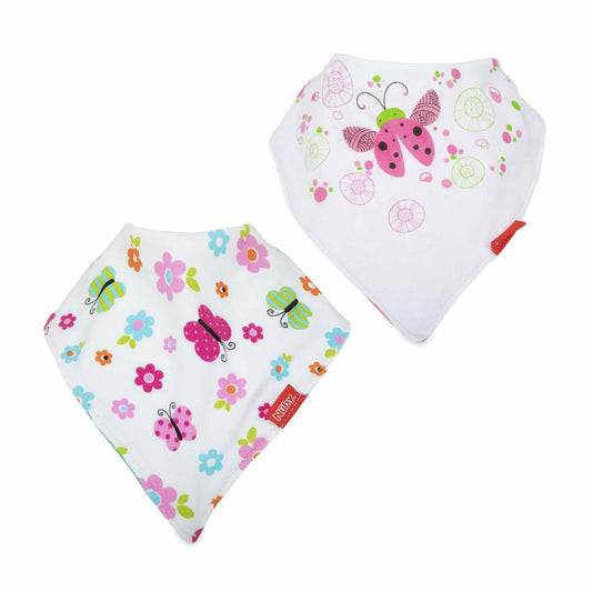 Nuby 2 Pack Bandana Bibs Super Absorbent Dribble Catcher for Girls