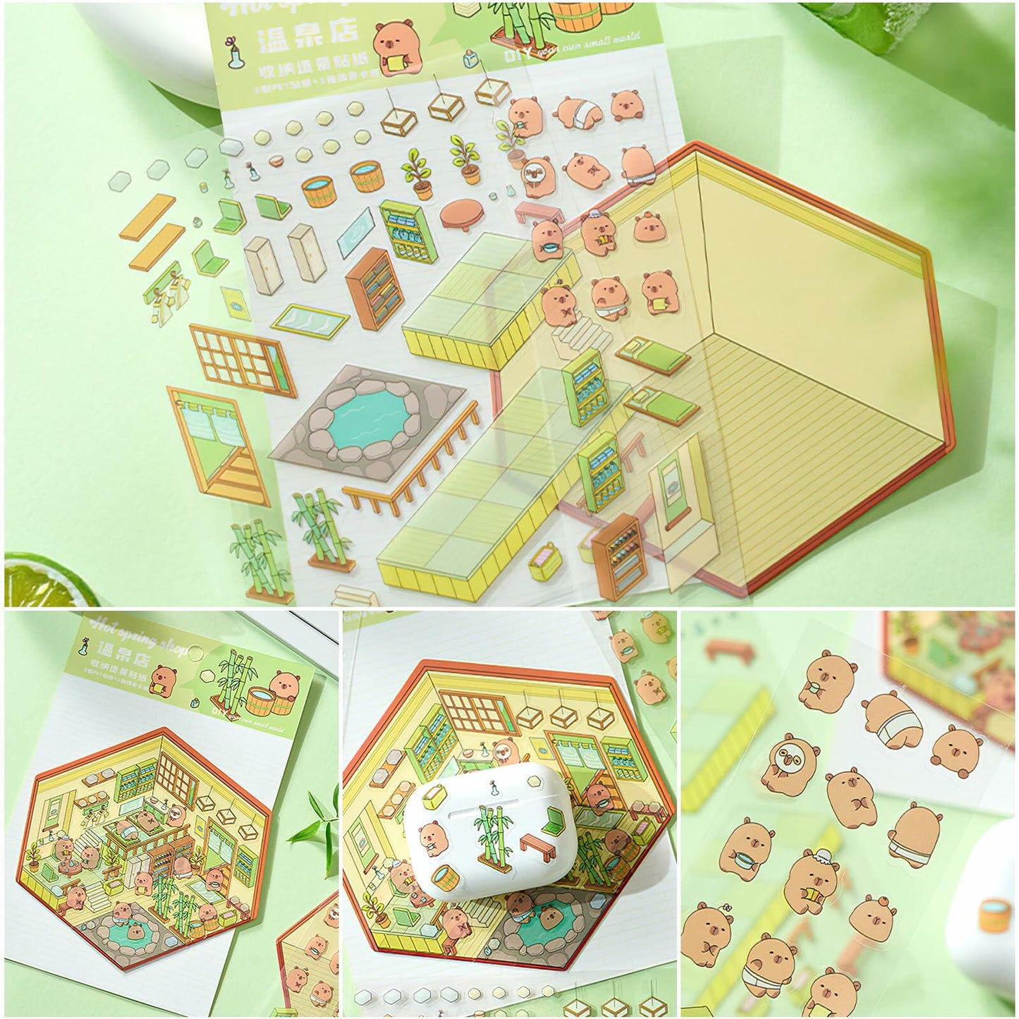 Zxvskr 8 Sets DIY 3D House Stickers Cartoon Colourful Convenience Fruit Flower