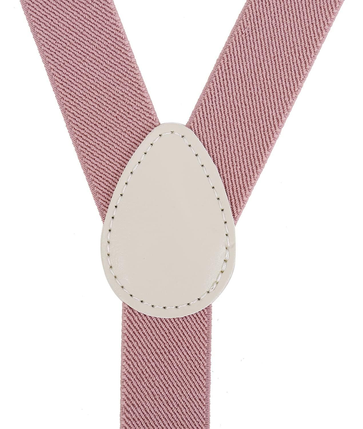 Pzle Boys' Bow Tie and Suspenders Set Adjustable Elastic 30 Inches Blush Pink