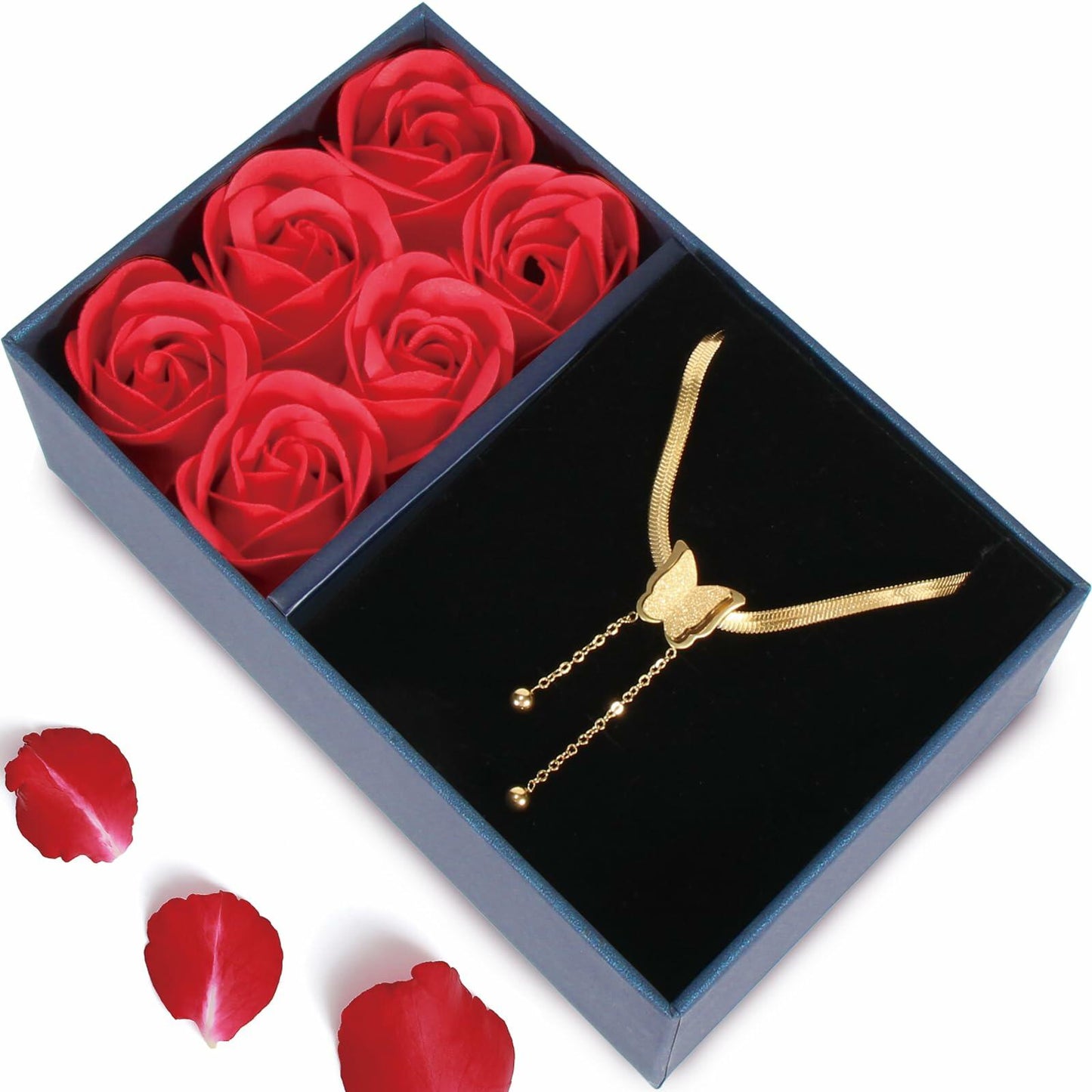 18K Gold Butterfly Necklace for Women Elegant Jewelry Gift Box Included