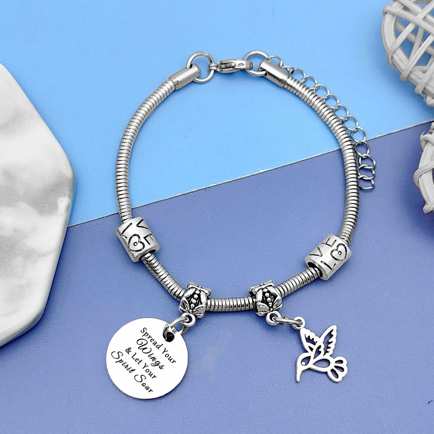 DlaeKua Silver Bracelet Hummingbird Jewelry Christmas Gift Women